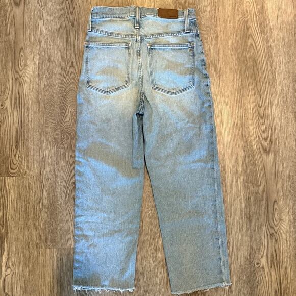 Madewell Classic Straight Jeans Women 26 Light Wash Cropped Raw Hem Streetwear - Picture 2 of 8